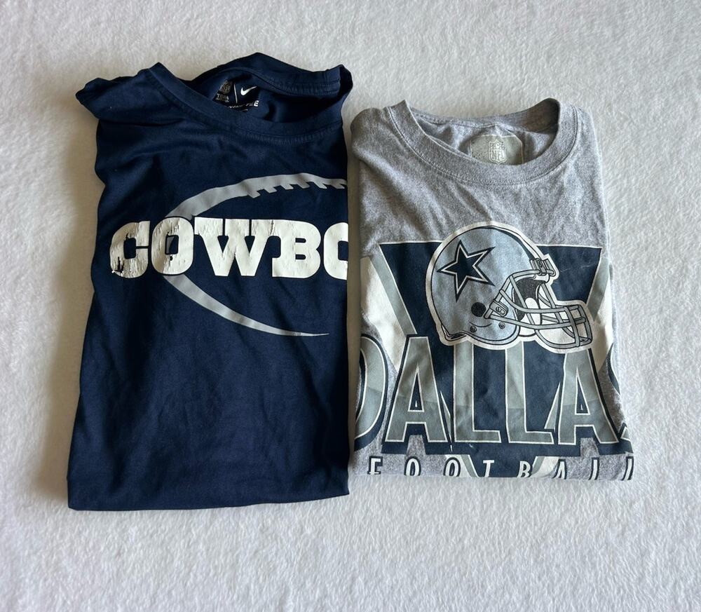 Nike Dallas Cowboys NFL Lot of 2 T-Shirts Dri-FIT Blue Gray Size L &M